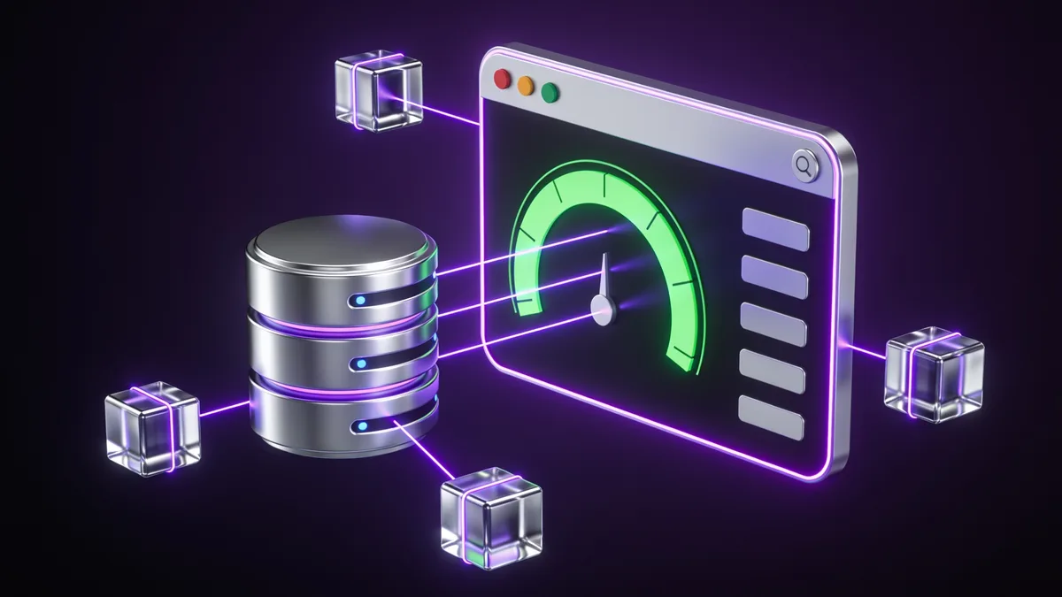 3D illustration of glowing purple connection lines pre-linking chrome server and CDN nodes to a